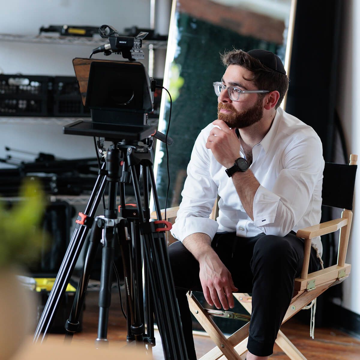 David Ringer filming with a cinema camera